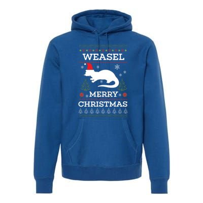 Weasel Merry Christmas Funny Ugly Christmas Design Gift Premium Hoodie