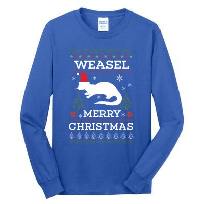 Weasel Merry Christmas Funny Ugly Christmas Design Gift Tall Long Sleeve T-Shirt