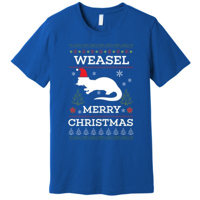 Weasel Merry Christmas Funny Ugly Christmas Design Gift Premium T-Shirt