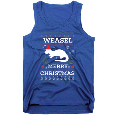 Weasel Merry Christmas Funny Ugly Christmas Design Gift Tank Top