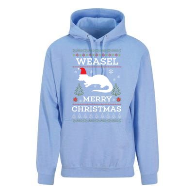 Weasel Merry Christmas Funny Ugly Christmas Design Gift Unisex Surf Hoodie