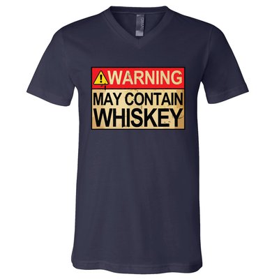 Warning May Contain Whiskey Gift Whiskey Fan V-Neck T-Shirt