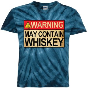 Warning May Contain Whiskey Gift Whiskey Fan Kids Tie-Dye T-Shirt