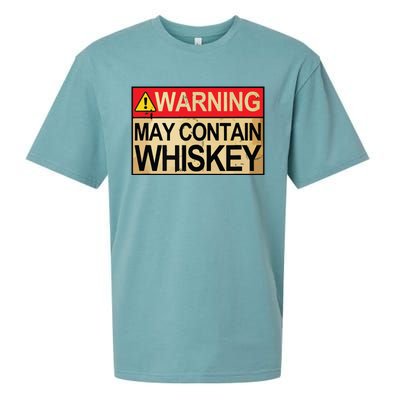 Warning May Contain Whiskey Gift Whiskey Fan Sueded Cloud Jersey T-Shirt