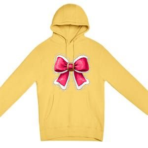 Women Merry Christmas Cute Coquette Bow Xmas Girl Gift Premium Pullover Hoodie