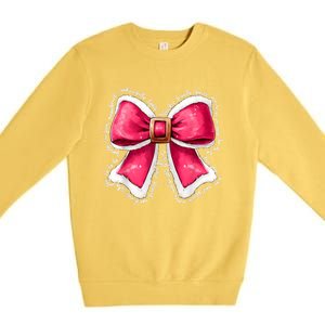 Women Merry Christmas Cute Coquette Bow Xmas Girl Gift Premium Crewneck Sweatshirt