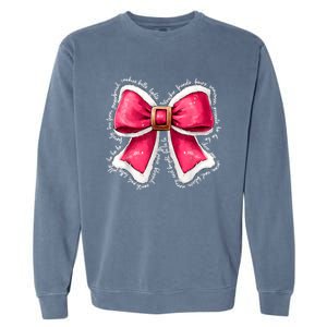 Women Merry Christmas Cute Coquette Bow Xmas Girl Gift Garment-Dyed Sweatshirt