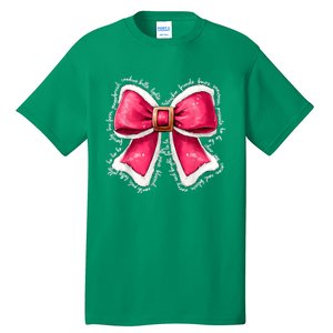 Women Merry Christmas Cute Coquette Bow Xmas Girl Gift Tall T-Shirt