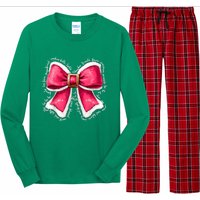 Women Merry Christmas Cute Coquette Bow Xmas Girl Gift Long Sleeve Pajama Set