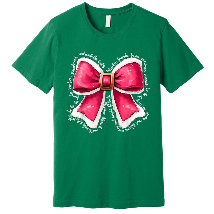 Women Merry Christmas Cute Coquette Bow Xmas Girl Gift Premium T-Shirt