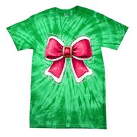 Women Merry Christmas Cute Coquette Bow Xmas Girl Gift Tie-Dye T-Shirt