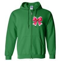 Women Merry Christmas Cute Coquette Bow Xmas Girl Gift Full Zip Hoodie