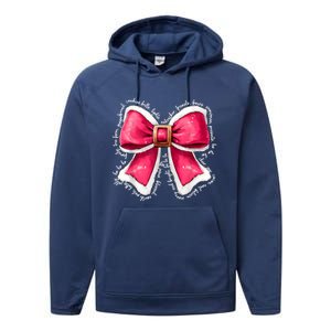 Women Merry Christmas Cute Coquette Bow Xmas Girl Gift Performance Fleece Hoodie