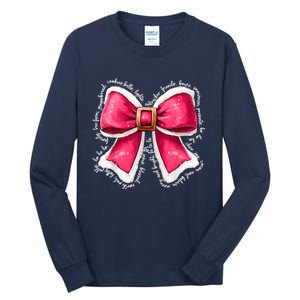 Women Merry Christmas Cute Coquette Bow Xmas Girl Gift Tall Long Sleeve T-Shirt