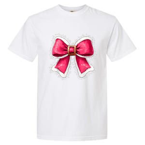 Women Merry Christmas Cute Coquette Bow Xmas Girl Gift Garment-Dyed Heavyweight T-Shirt