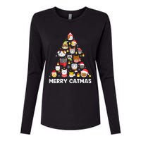 Wo Merry Catmas Funny Christmas Cat Shirt for Cat Lovers Womens Cotton Relaxed Long Sleeve T-Shirt