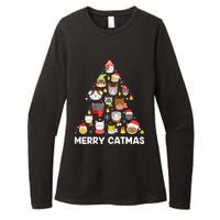 Wo Merry Catmas Funny Christmas Cat Shirt for Cat Lovers Womens CVC Long Sleeve Shirt