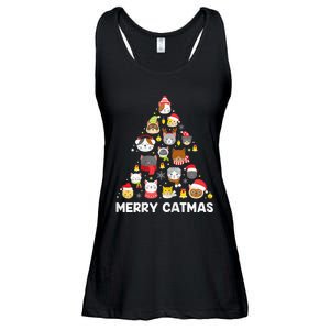 Wo Merry Catmas Funny Christmas Cat Shirt for Cat Lovers Ladies Essential Flowy Tank