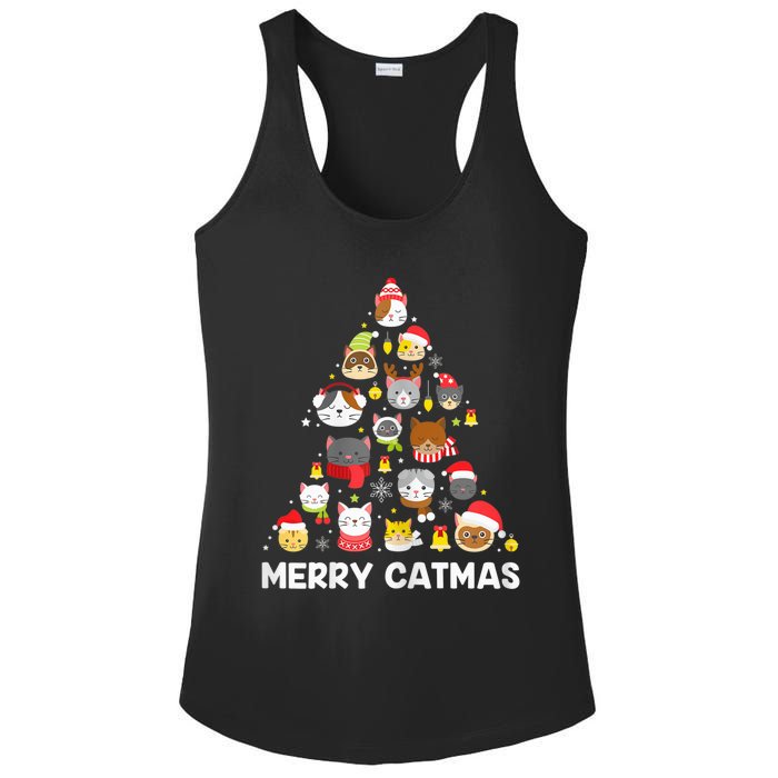 Wo Merry Catmas Funny Christmas Cat Shirt for Cat Lovers Ladies PosiCharge Competitor Racerback Tank