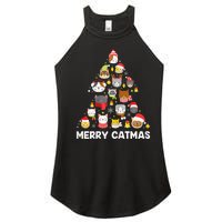 Wo Merry Catmas Funny Christmas Cat Shirt for Cat Lovers Women's Perfect Tri Rocker Tank