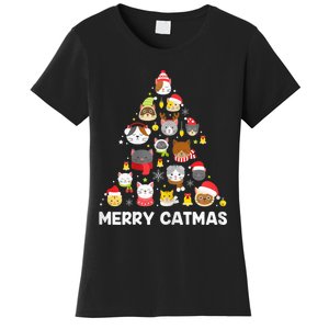 Wo Merry Catmas Funny Christmas Cat Shirt for Cat Lovers Women's T-Shirt