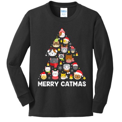 Wo Merry Catmas Funny Christmas Cat Shirt for Cat Lovers Kids Long Sleeve Shirt