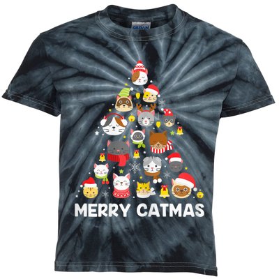 Wo Merry Catmas Funny Christmas Cat Shirt for Cat Lovers Kids Tie-Dye T-Shirt