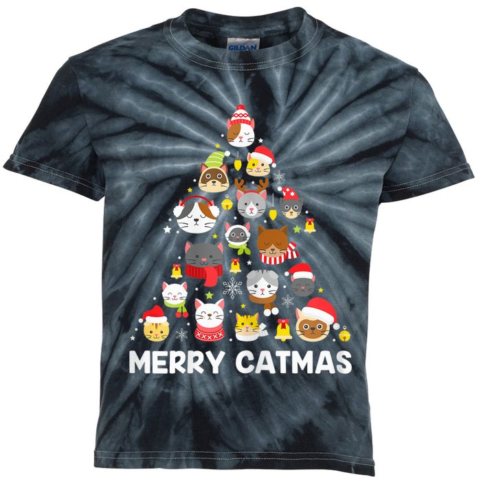 Wo Merry Catmas Funny Christmas Cat Shirt for Cat Lovers Kids Tie-Dye T-Shirt