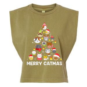 Wo Merry Catmas Funny Christmas Cat Shirt for Cat Lovers Garment-Dyed Women's Muscle Tee