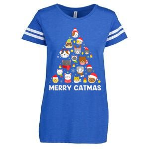 Wo Merry Catmas Funny Christmas Cat Shirt for Cat Lovers Enza Ladies Jersey Football T-Shirt