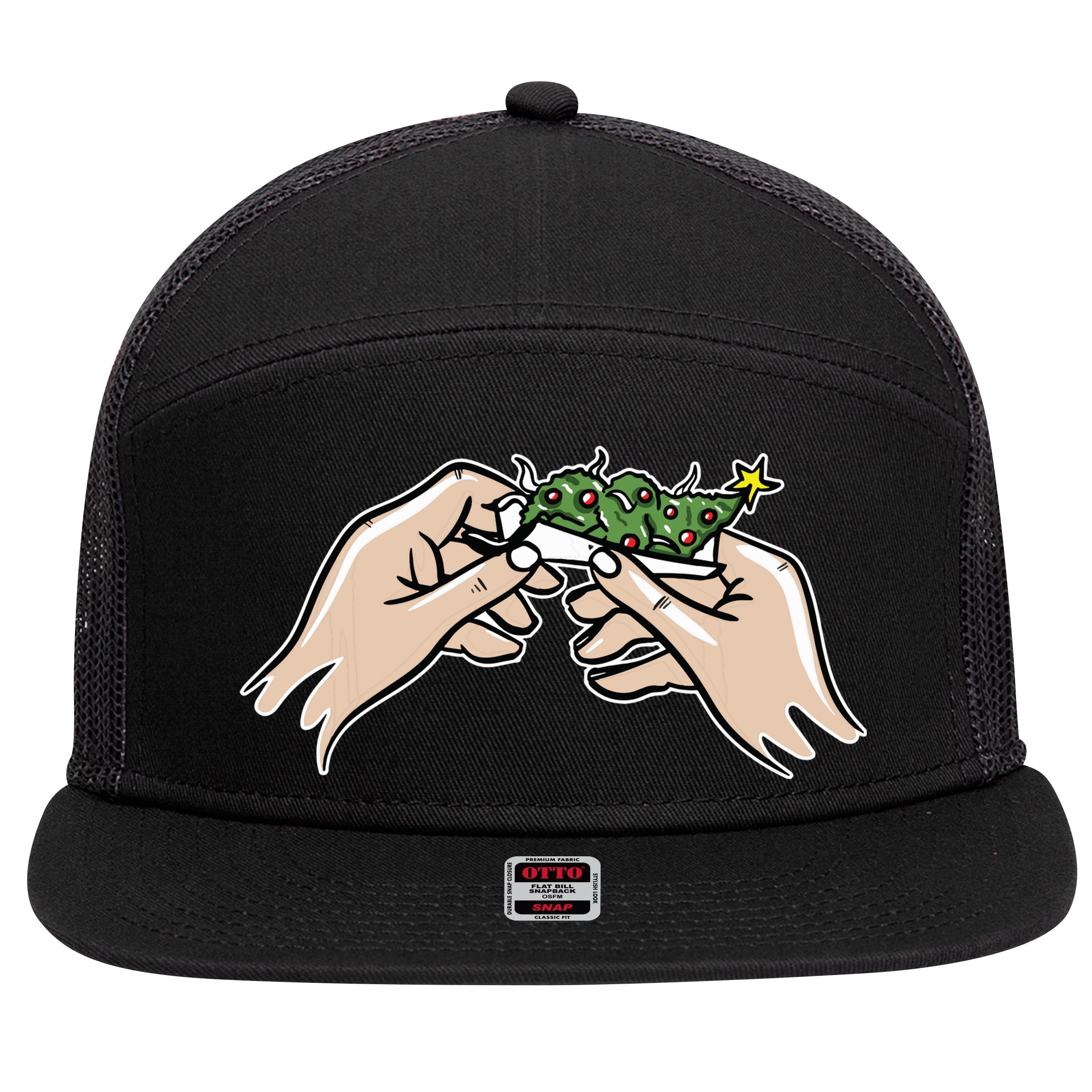 Weed Marijuana Christmas Xmas Tree Ornaments Smoker Gift 7 Panel Mesh Trucker Snapback Hat