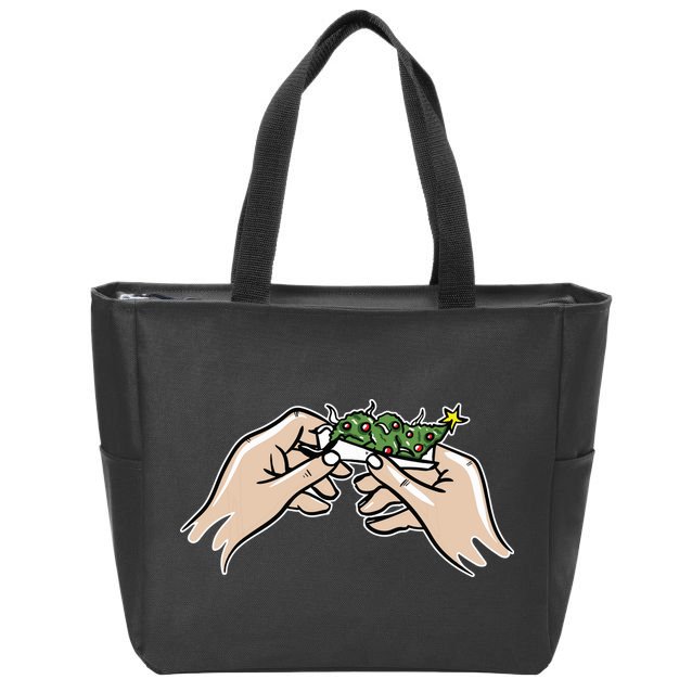 Weed Marijuana Christmas Xmas Tree Ornaments Smoker Gift Zip Tote Bag