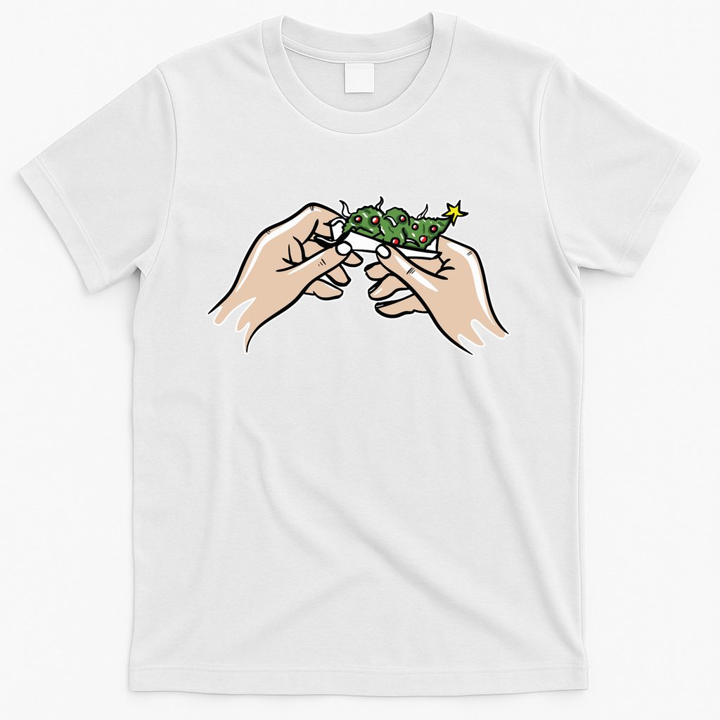 Weed Marijuana Christmas Xmas Tree Ornaments Smoker Gift T-Shirt