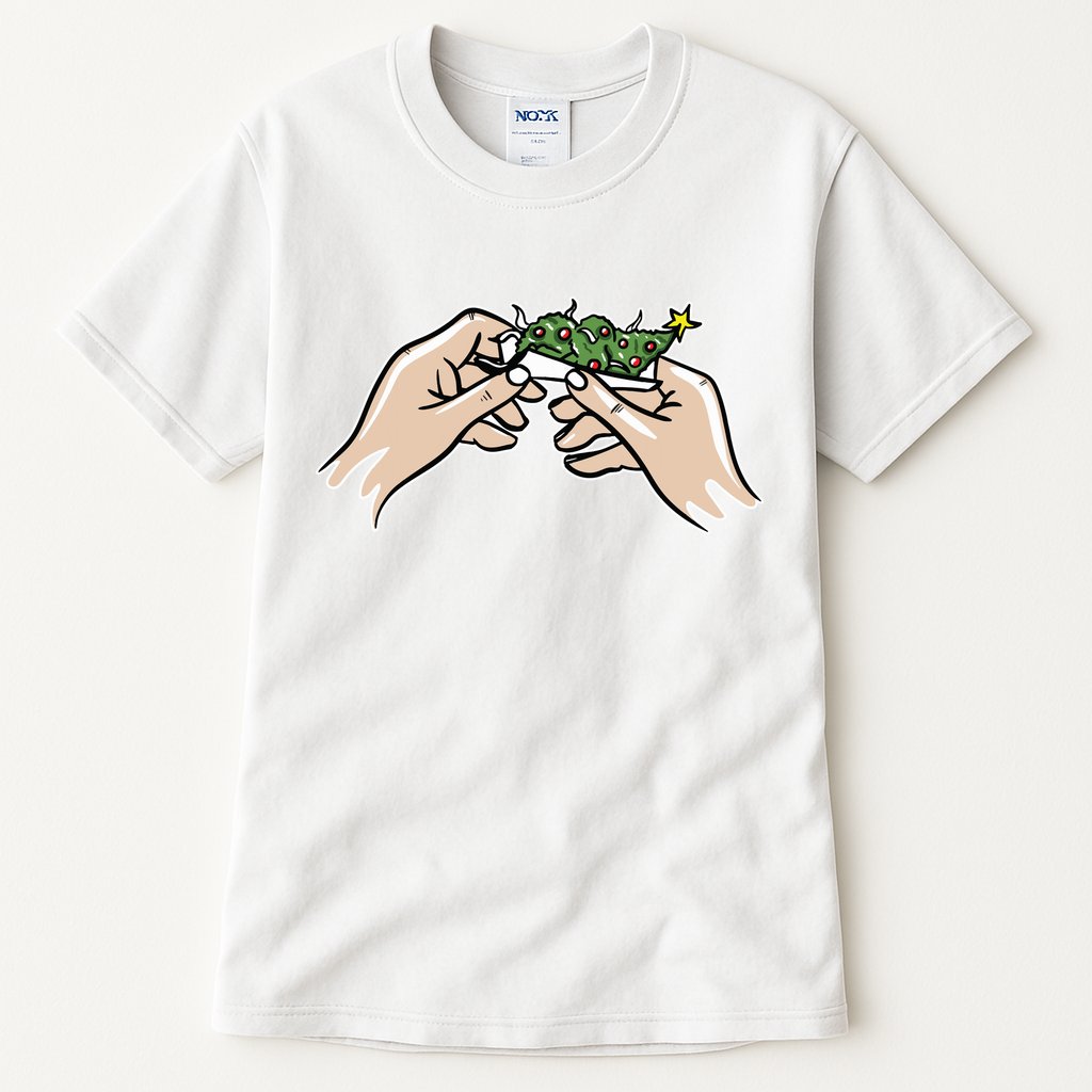 Weed Marijuana Christmas Xmas Tree Ornaments Smoker Gift Tall T-Shirt