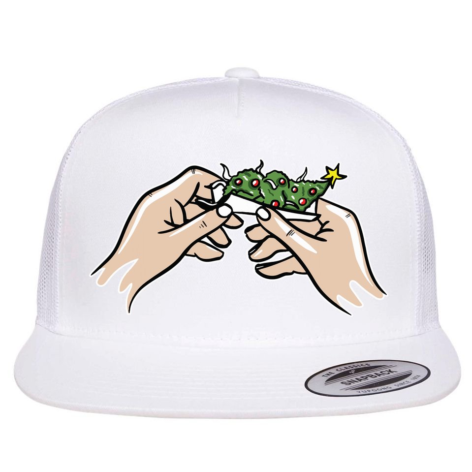 Weed Marijuana Christmas Xmas Tree Ornaments Smoker Gift Flat Bill Trucker Hat