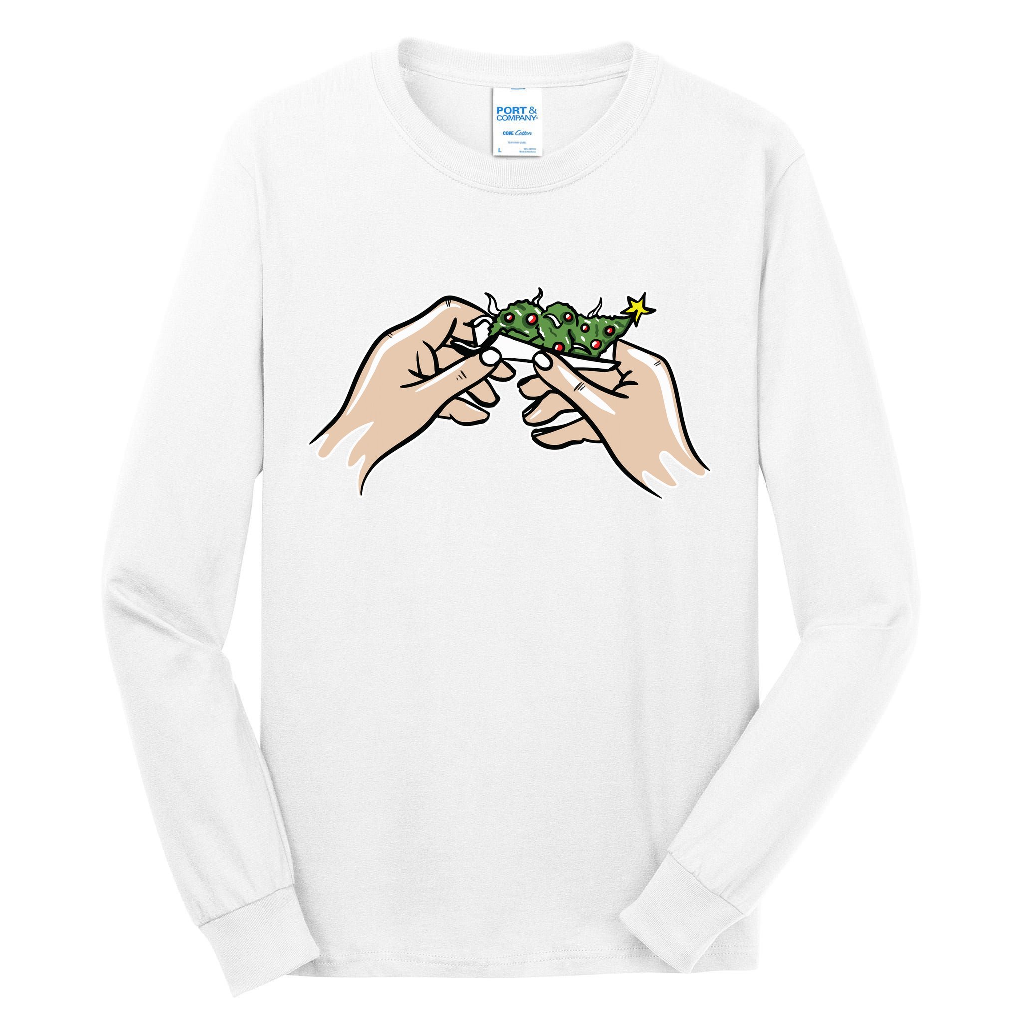 Weed Marijuana Christmas Xmas Tree Ornaments Smoker Gift Tall Long Sleeve T-Shirt
