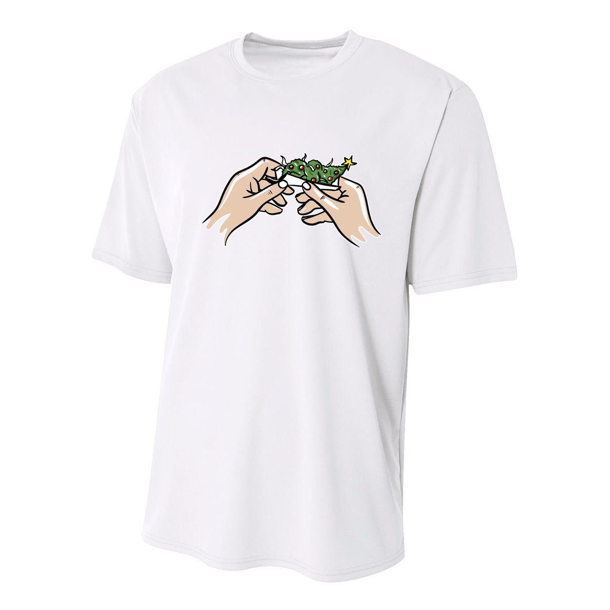 Weed Marijuana Christmas Xmas Tree Ornaments Smoker Gift Youth Performance Sprint T-Shirt