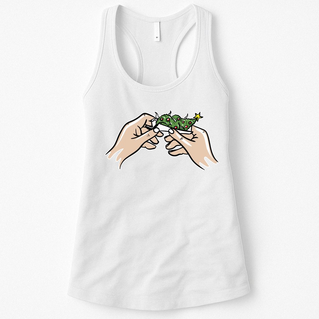 Weed Marijuana Christmas Xmas Tree Ornaments Smoker Gift Womens Tank Top