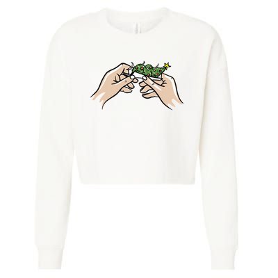 Weed Marijuana Christmas Xmas Tree Ornaments Smoker Gift Cropped Pullover Crew