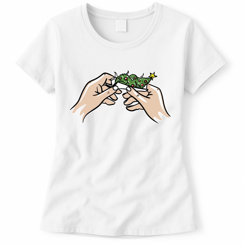 Weed Marijuana Christmas Xmas Tree Ornaments Smoker Gift Womens T-Shirt