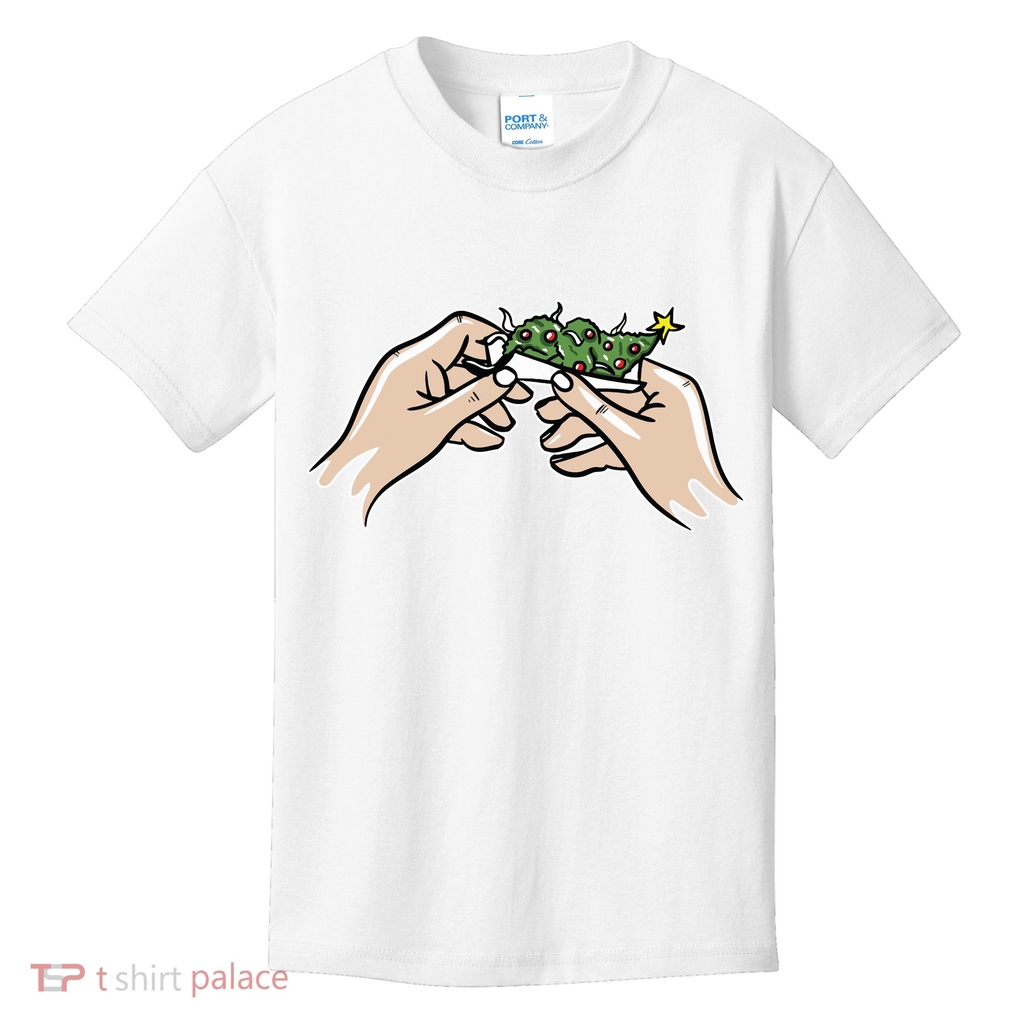 Weed Marijuana Christmas Xmas Tree Ornaments Smoker Gift Kids T-Shirt