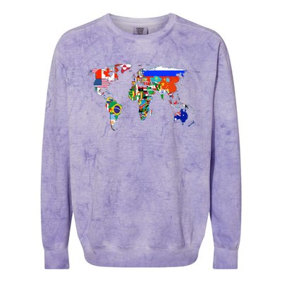 World Map Country Flag Atlas Gift Colorblast Crewneck Sweatshirt