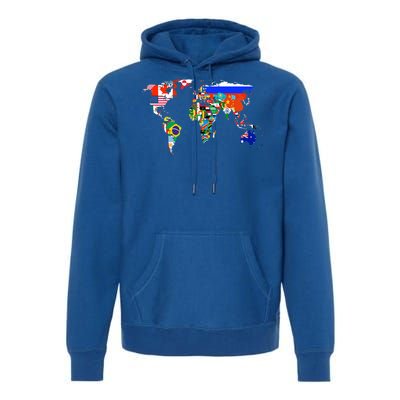 World Map Country Flag Atlas Gift Premium Hoodie