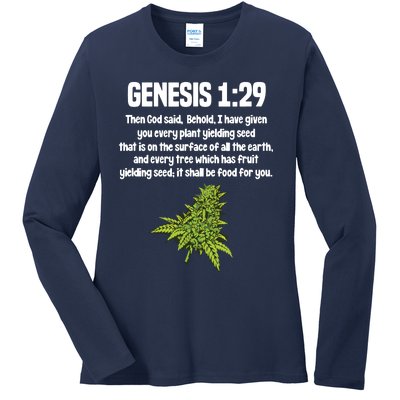 Weed Marijuana Cannabis Bud Leaf Stoner 420 Ladies Long Sleeve Shirt