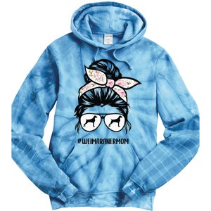 weimaraner mom dog messy bun hair glasses Tie Dye Hoodie