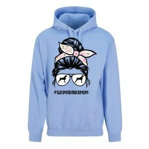 weimaraner mom dog messy bun hair glasses Unisex Surf Hoodie