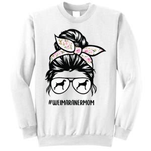 weimaraner mom dog messy bun hair glasses Sweatshirt