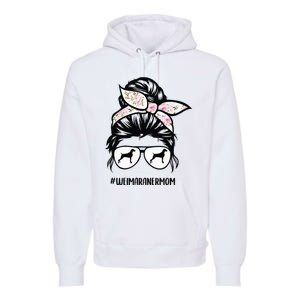 weimaraner mom dog messy bun hair glasses Premium Hoodie