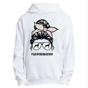 weimaraner mom dog messy bun hair glasses Urban Pullover Hoodie