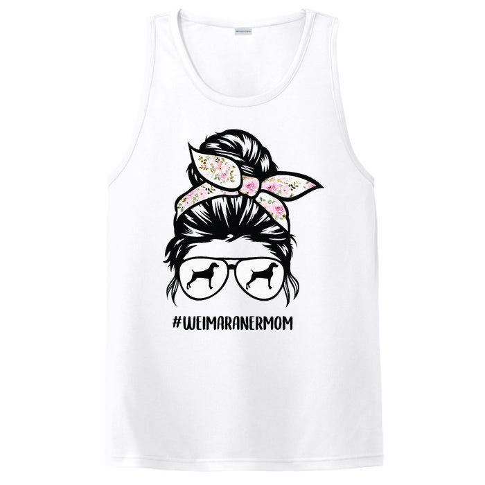 weimaraner mom dog messy bun hair glasses PosiCharge Competitor Tank